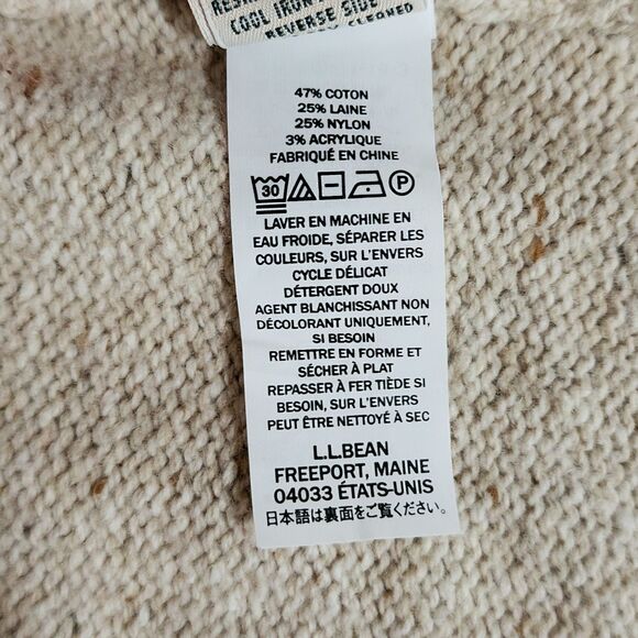 LL Bean Womens Knit Long Open Cardigan Sweater Cotton Wool Blend Oatmeal Beige S - Picture 8 of 9